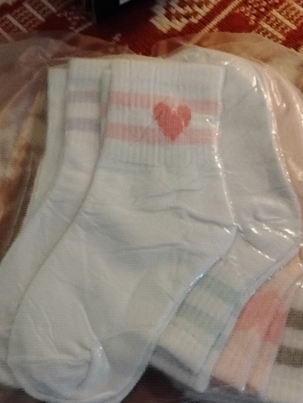 Classic White Ankle Socks with Pink Heart Detail - Pack
